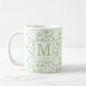 Mug Fille Lime Vert Fleurs tropicales Monogramme (Gauche)