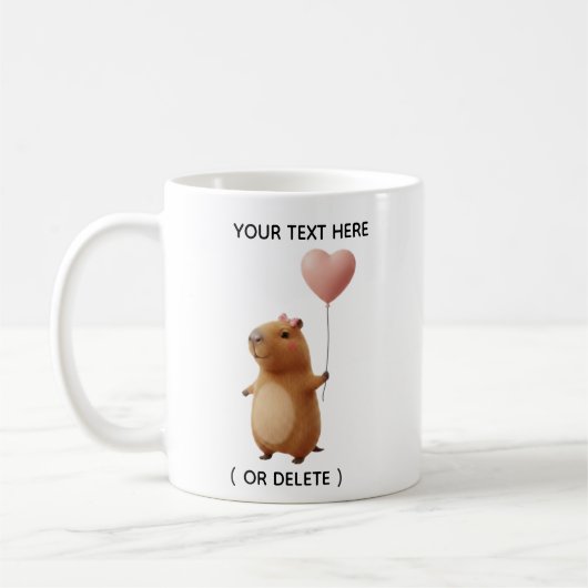 Mug Fille mignonne Capybara avec ballon en forme de cœ (Gauche)