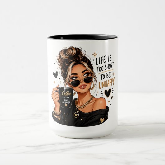 Mug Fille mignonne et impertinente au café (Centre)