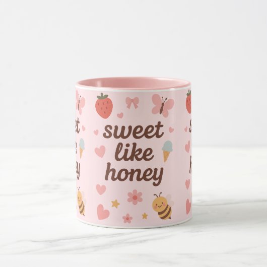 Mug Fille Mignonne Rose Kawaii – Design Mignon (Centre)