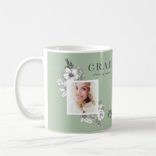 Mug Fille multiphoto florale élégante fête de graduati