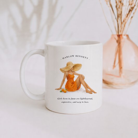 Mug Fille née en juin | Monogramme 