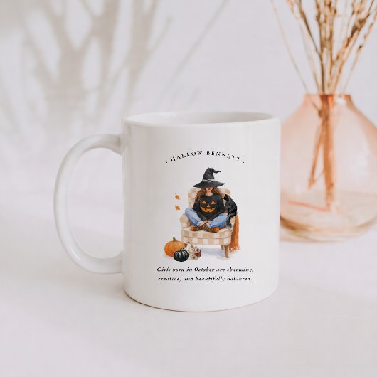 Mug Fille née en octobre | Monogramme