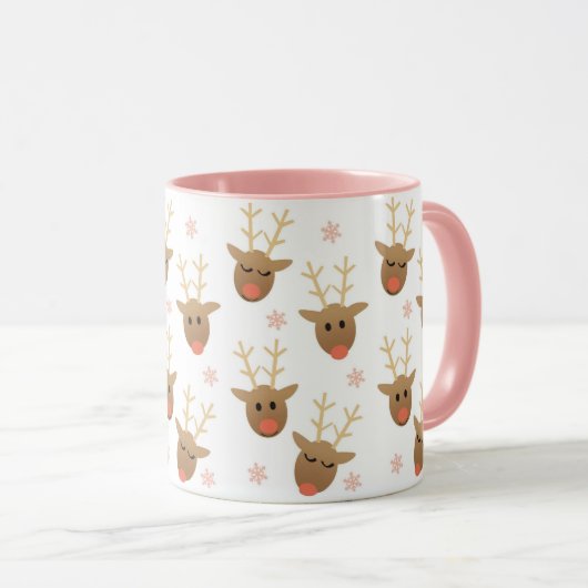 Mug Fille Noël Reindeer Snowflakes Motif Gold (Devant droit)