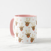 Mug Fille Noël Reindeer Snowflakes Motif Gold (Devant gauche)