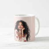Mug Fille Noire Cœurs Rouges Saint-Valentin Amour (Devant droit)
