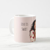 Mug Fille Noire Cœurs Rouges Saint-Valentin Amour (Devant gauche)