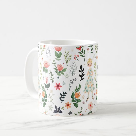 Mug Fille parmi les fleurs (Devant gauche)