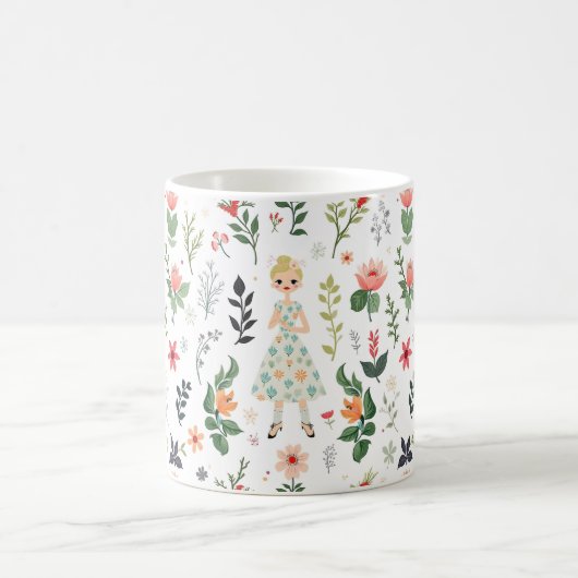 Mug Fille parmi les fleurs (Centre)