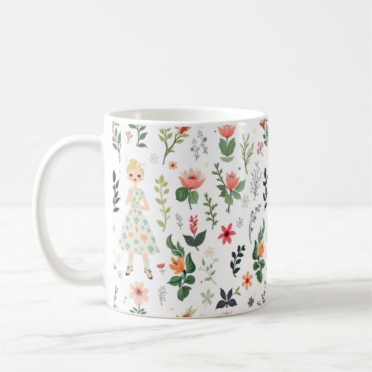 Mug Fille parmi les fleurs (Gauche)