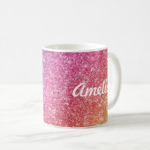 Mug Fille Parties scintillant arc-en-ciel Nom du monog (Devant droit)