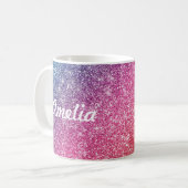 Mug Fille Parties scintillant arc-en-ciel Nom du monog (Devant gauche)