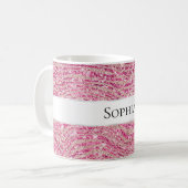 Mug Fille Parties scintillant rose et blush Zebra Nom (Devant gauche)