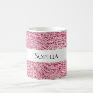 Mug Fille Parties scintillant rose et blush Zebra Nom