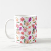 Mug Fille Peach rose violet aquarelle Florale (Gauche)