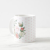 Mug Fille Pois florale de couleur rose (Devant gauche)