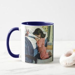 Mug Fille priant au coucher, la prière du Seigneur