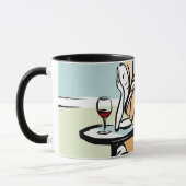 Mug Fille Profitant Du Vin Rouge Dans Un Café (Gauche)
