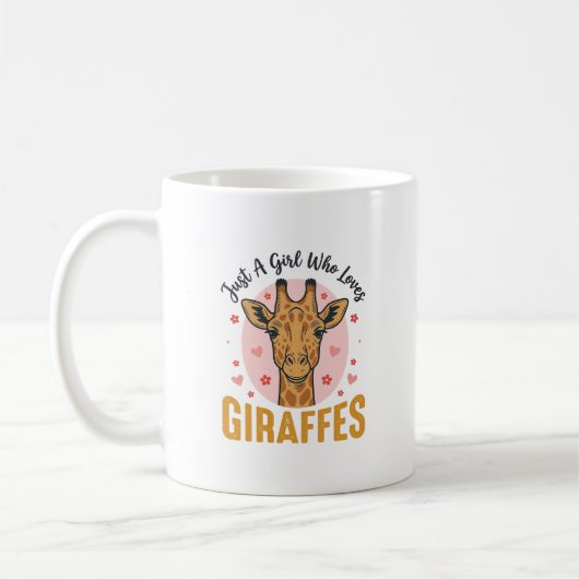Mug Fille qui aime les girafes Design de gravure vinta (Gauche)