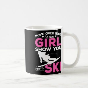 Mug Fille qui skie, dégagez les garçons, laissez cette