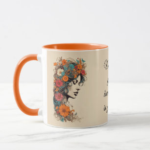 Mug Fille Rétro avec des fleurs dans les cheveux