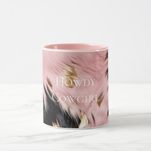 Mug Fille Rose Black Gold Cowgirl Cowhide (Centre)