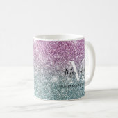 Mug Fille rose bleu violet Parties scintillant Nom du  (Devant droit)