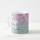 Mug Fille rose bleu violet Parties scintillant Nom du  (Devant gauche)
