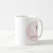 Mug Fille Rose Elegant Noir Bow Initial Mignonne Monog (Devant droit)