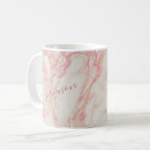 Mug Fille rose marbré beau marbre Nom personnalisé (Devant gauche)