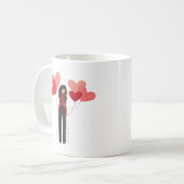 Mug Fille rose mignonne avec ballons cardiaques (Devant gauche)