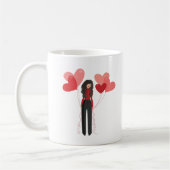 Mug Fille rose mignonne avec ballons cardiaques (Gauche)