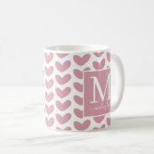 Mug Fille rose Monogramme Motif de coeur rose (Devant droit)