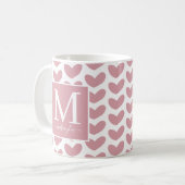 Mug Fille rose Monogramme Motif de coeur rose (Devant gauche)