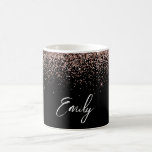 Mug Fille Rose noir or - Parties scintillant rose pâle<br><div class="desc">Girly Black and Rose Gold - Blush Pink Sparkle Parties scintillant brossé Monogramme en métal Nom et Coupe initiale de café ou Mug. Cela rend le cadeau parfait pour 16 ans,  mariage,  douche nuptiale,  anniversaire,  baby shower ou bachelorette pour quelqu'un qui aime le luxe glam et les styles chic.</div>