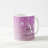 Mug Fille rose Ombre Parties scintillant Nom du monogr (Devant droit)