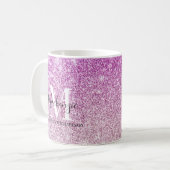 Mug Fille rose Ombre Parties scintillant Nom du monogr (Devant gauche)