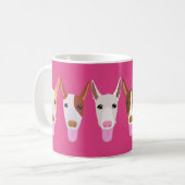 Mug Fille rose Podenco Dog Visages de dessin (Devant gauche)