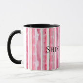 Mug Fille rose rayures blanches (Gauche)