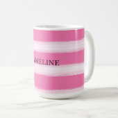 Mug Fille rose rayures blanches (Devant droit)