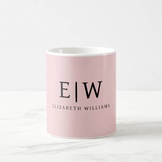 Mug Fille rose rousse Vierge Script Monogramme Nom Mod (Centre)