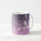 Mug Fille rose violet Ombre Parties scintillant Nom du (Devant droit)