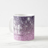 Mug Fille rose violet Ombre Parties scintillant Nom du (Devant gauche)