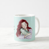 Mug Fille Roux Tortue Marine Heureuse Ensemble (Devant droit)