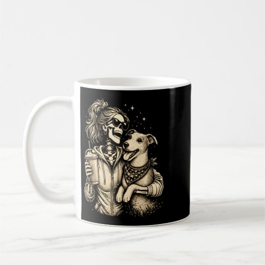 Mug Fille squelette serrant un chien - Amoureux de com (Gauche)