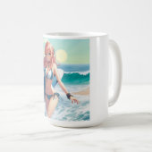 Mug Fille surfeuse d'anime côtier/nautique/tropical (Devant droit)