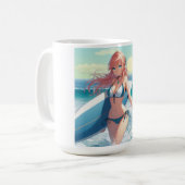 Mug Fille surfeuse d'anime côtier/nautique/tropical (Devant gauche)