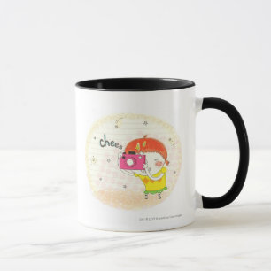 Mug Fille tenant l'appareil-photo, cliquant sur