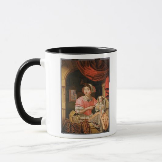 Mug Fille tenant une poupée dans un intérieur (Gauche)