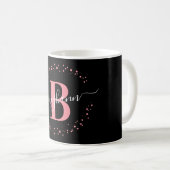 Mug Fille tendance rose Nom noir Monogramme Script (Devant droit)